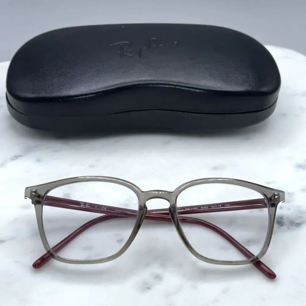 Ray Ban RB 7185 8083 Polished Transparent Grey Eyeglasses Frames Only 52-18-145